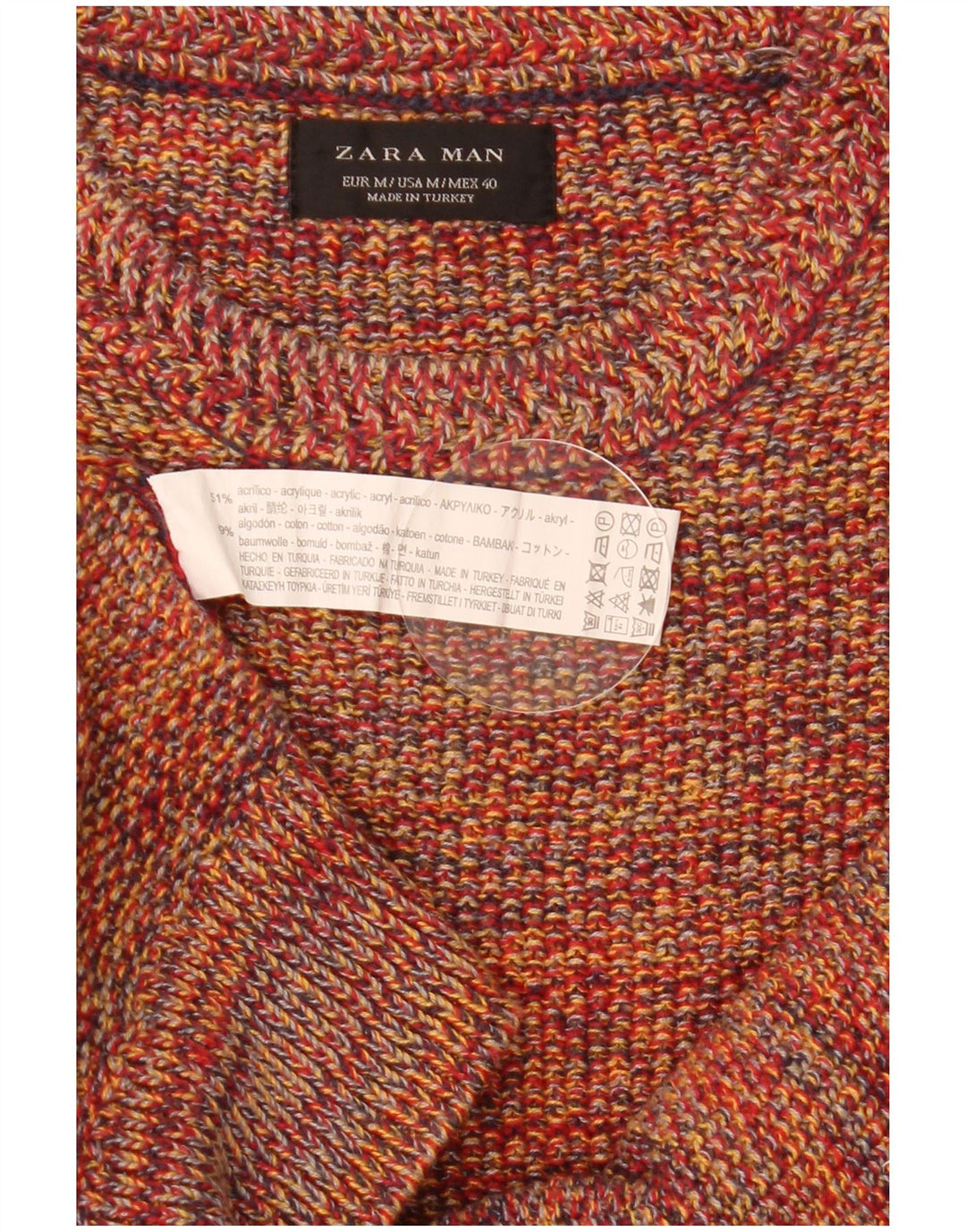Pulover pentru bărbați Zara, cu decolteu, mijlociu, multicolor, cu pete acrilice