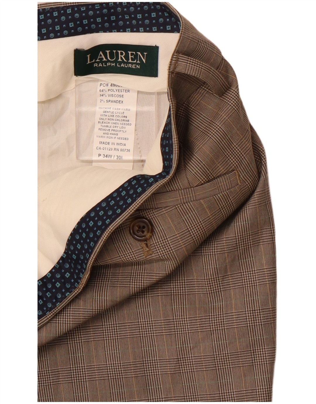 POLO RALPH LAUREN Pantaloni drepți pentru bărbați W34 L30 maro picior de gală