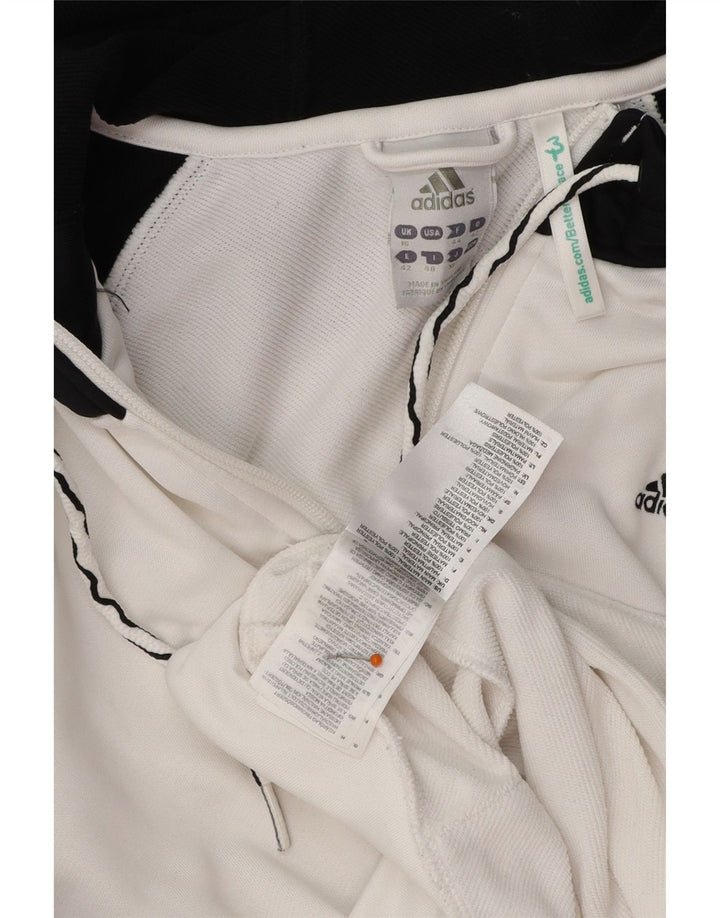 Pulover ADIDAS pentru femei, cu fermoar, UK 16, mare, alb, poliester color bloc