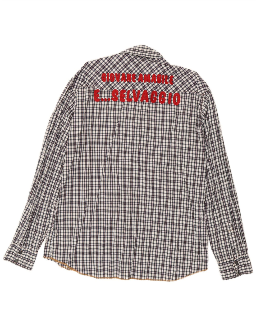 Cămașă cu grafică pentru bărbați Scotch & Soda, bumbac negru cu carouri 2XL