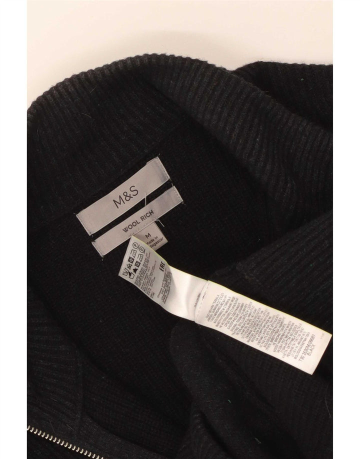 Pulover cardigan pentru bărbați Marks & Spencer, lână neagră medie