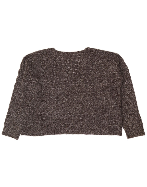 Pulover cu decolteu în V supradimensionat pentru femei Zara UK 14 Medium Gri Pete