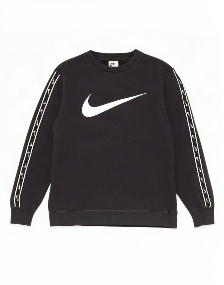 Hanorac grafic pentru bărbați Nike Pulover mediu din bumbac negru