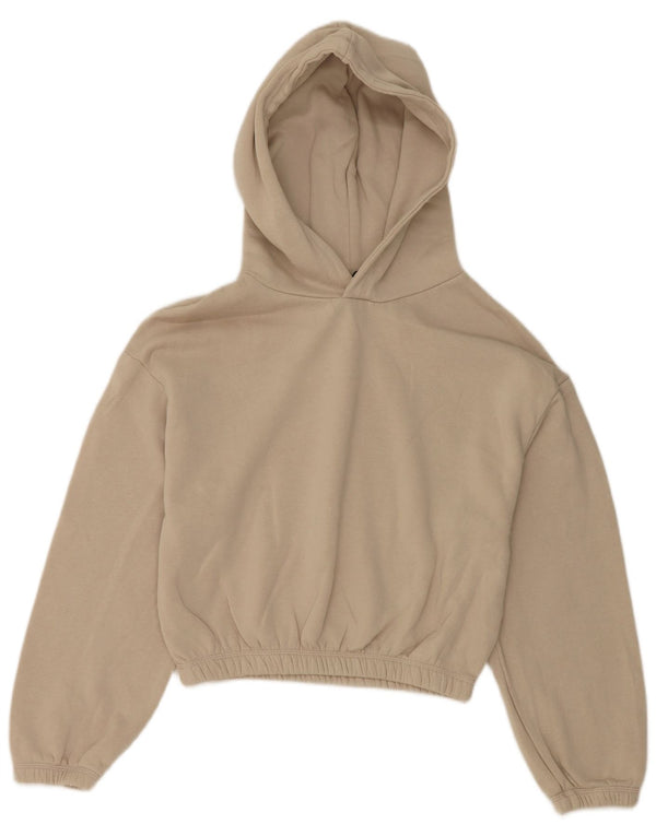 Pulover pentru damă Zara Crop Hoodie UK 14 Medium Beige Bumbac