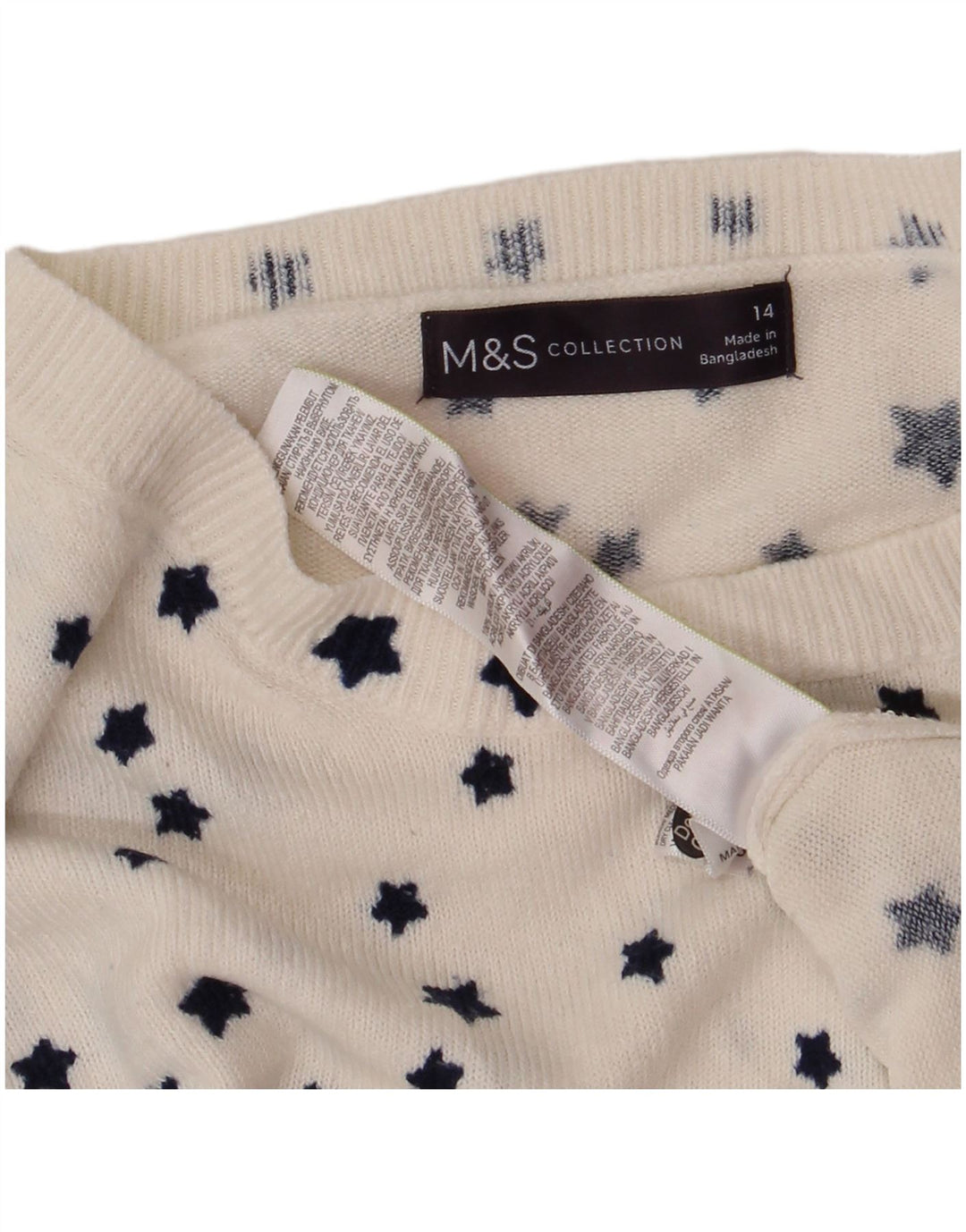 Pulover pentru femei Marks & Spencer cu gât de barcă UK 14 Large White