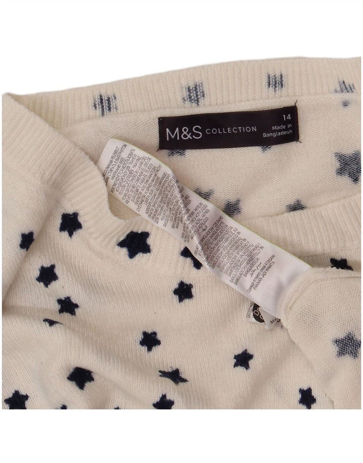 Pulover pentru femei Marks & Spencer cu gât de barcă UK 14 Large White