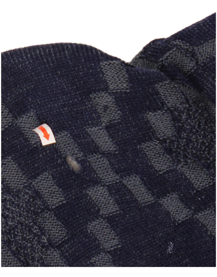 Pulover cardigan pentru bărbați VINTAGE, mare, din viscoză geometrică, albastru