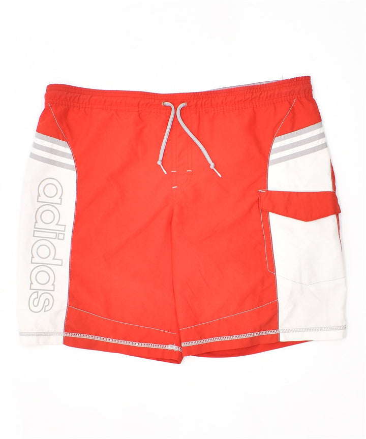 Pantaloni scurți de înot grafic ADIDAS pentru bărbați, poliester roșu mediu