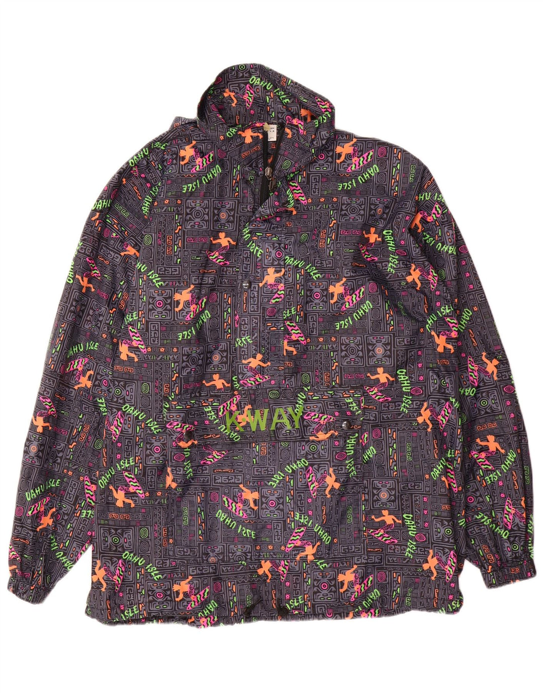 Jachetă Anorak grafică K-WAY pentru bărbați, cu tăiere lentă, UK 38, medie, multicoloră