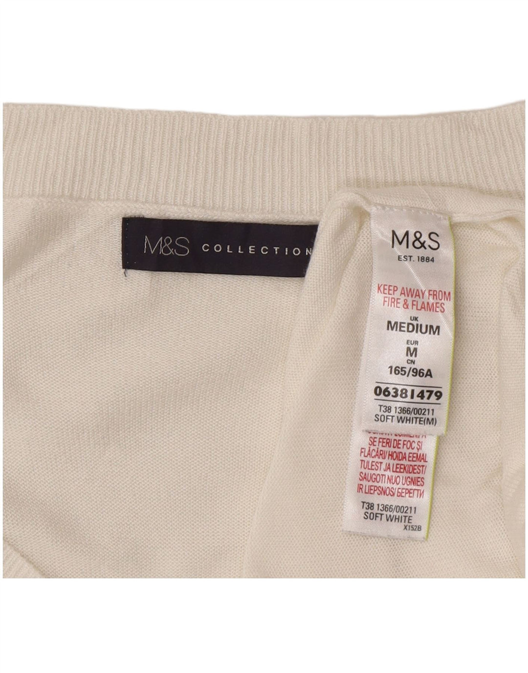 Pulover cu decolteu în V pentru femei Marks & Spencer UK 14 Medium White Floral