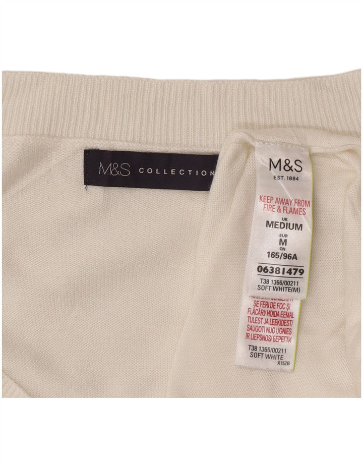Pulover cu decolteu în V pentru femei Marks & Spencer UK 14 Medium White Floral