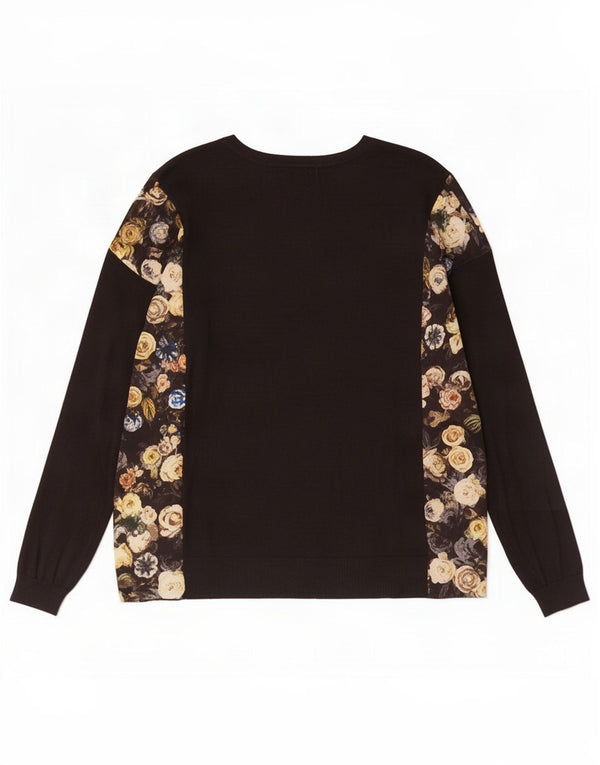 Pulover pentru femei Marks & Spencer cu gât de barcă UK 16, mare, negru, floral
