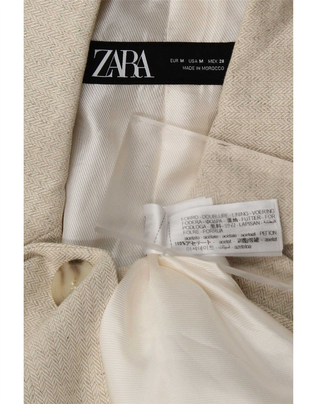 Jachetă Blazer pentru femei Zara, cu 1 nasture, UK 14 Medium Bej Acetat în oase