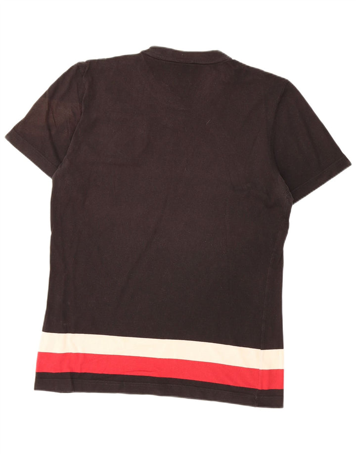ADIDAS Mens T-Shirt Top Medium Black Striped Cotton