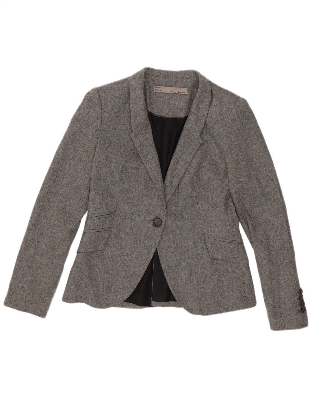 Jachetă Blazer pentru femei Zara cu 1 nasture UK 12, gri mediu, viscoză