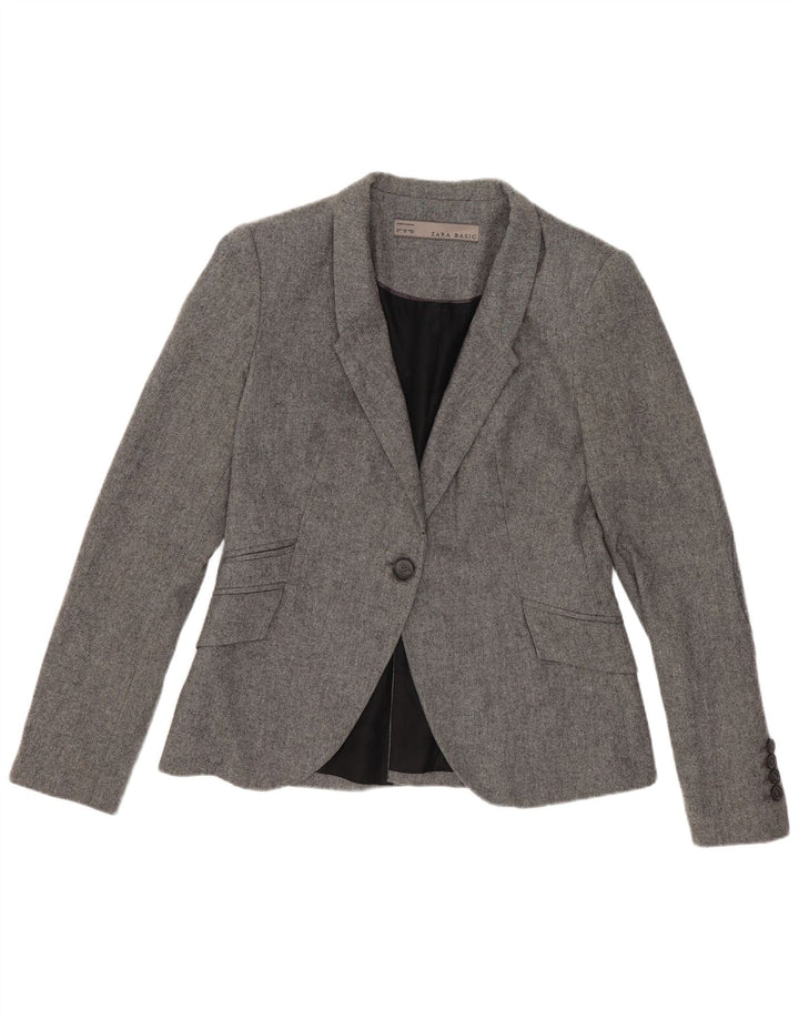 Jachetă Blazer pentru femei Zara cu 1 nasture UK 12, gri mediu, viscoză