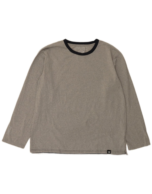 The White Company Top pentru bărbați cu mânecă lungă, mare, gri, poliester color bloc