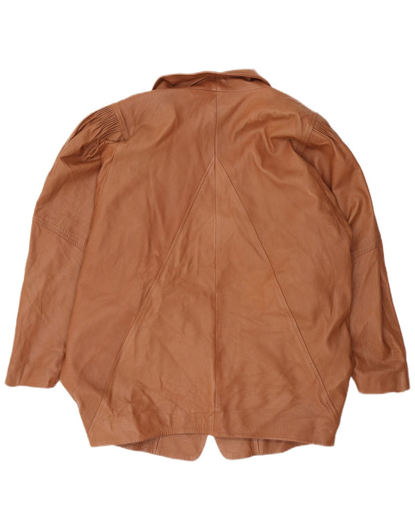 Jachetă vintage din piele cu 1 nasture pentru femei UK 16 Maro mare