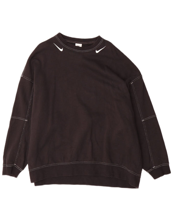 Hanorac supradimensionat cu grafic Nike pentru bărbați, bumbac mediu negru