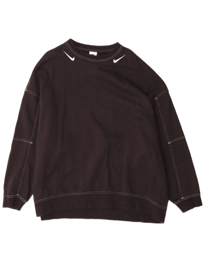 Hanorac supradimensionat cu grafic Nike pentru bărbați, bumbac mediu negru