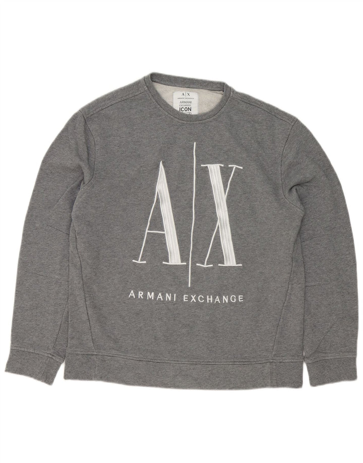 Hanorac cu grafică pentru bărbați Armani Exchange Jumper Bumbac Gri mediu
