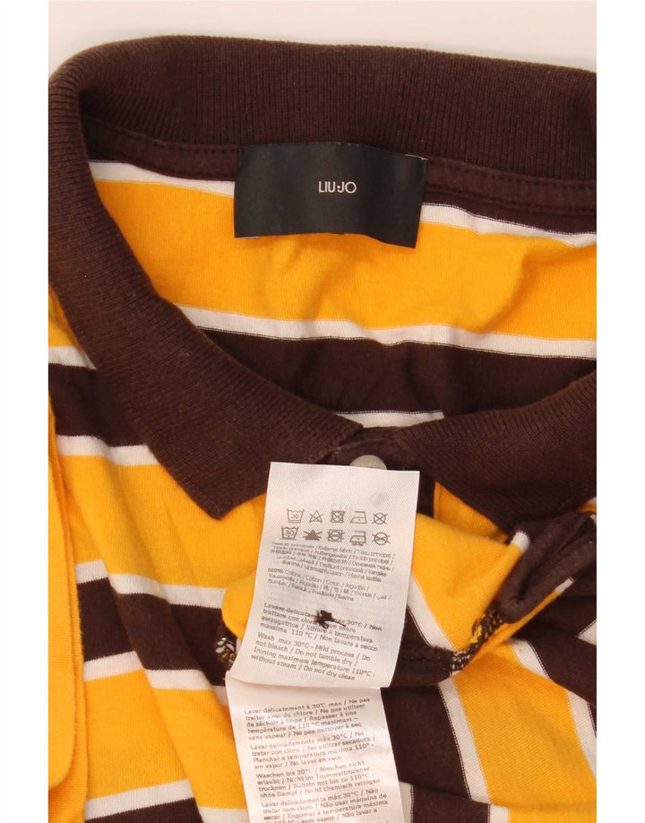 Tricou polo pentru bărbați Liu Jo, bumbac cu dungi galbene medii