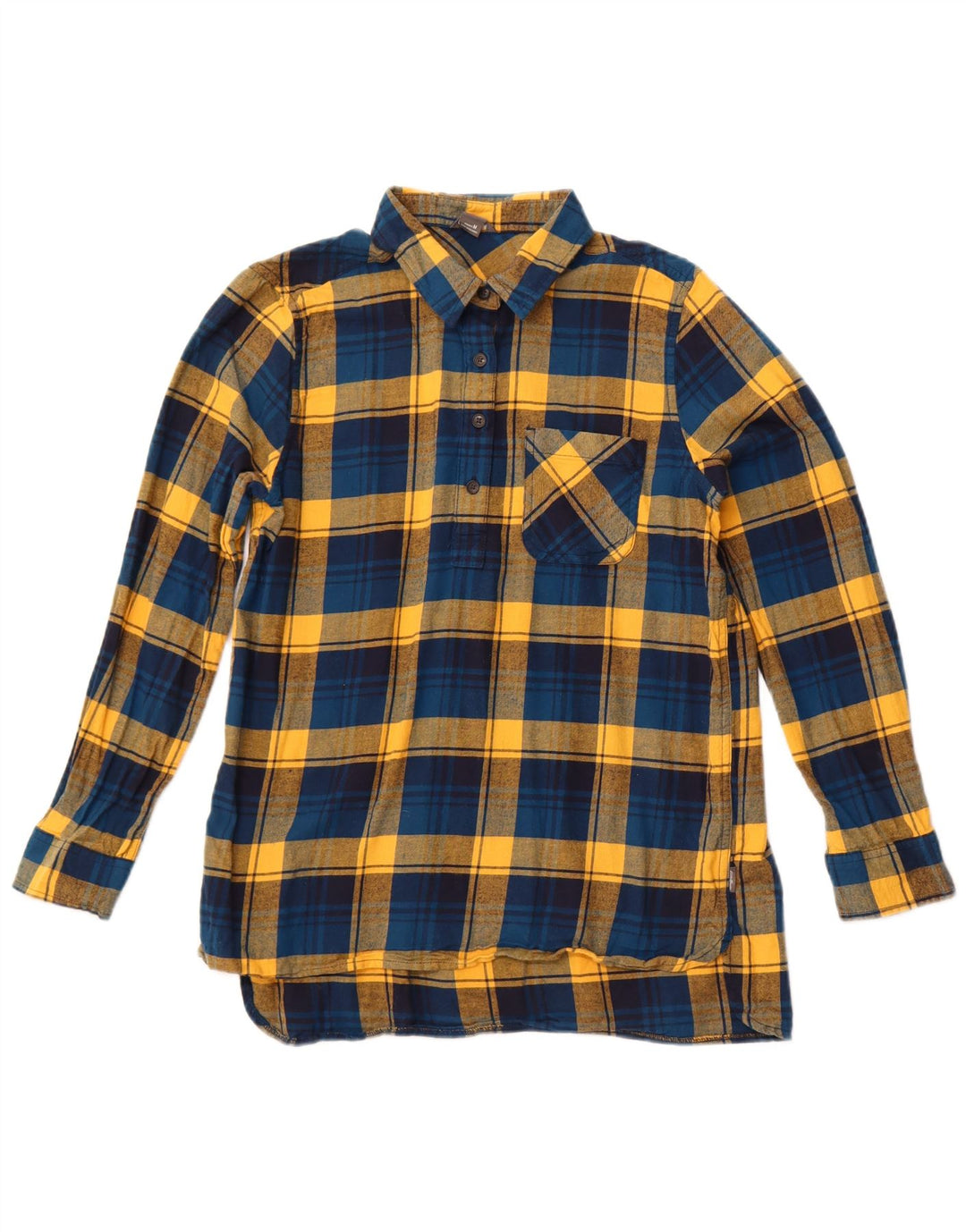 EDDIE BAUER Cămașă de flanel pentru femei UK 12, bumbac cu carouri albastru mediu