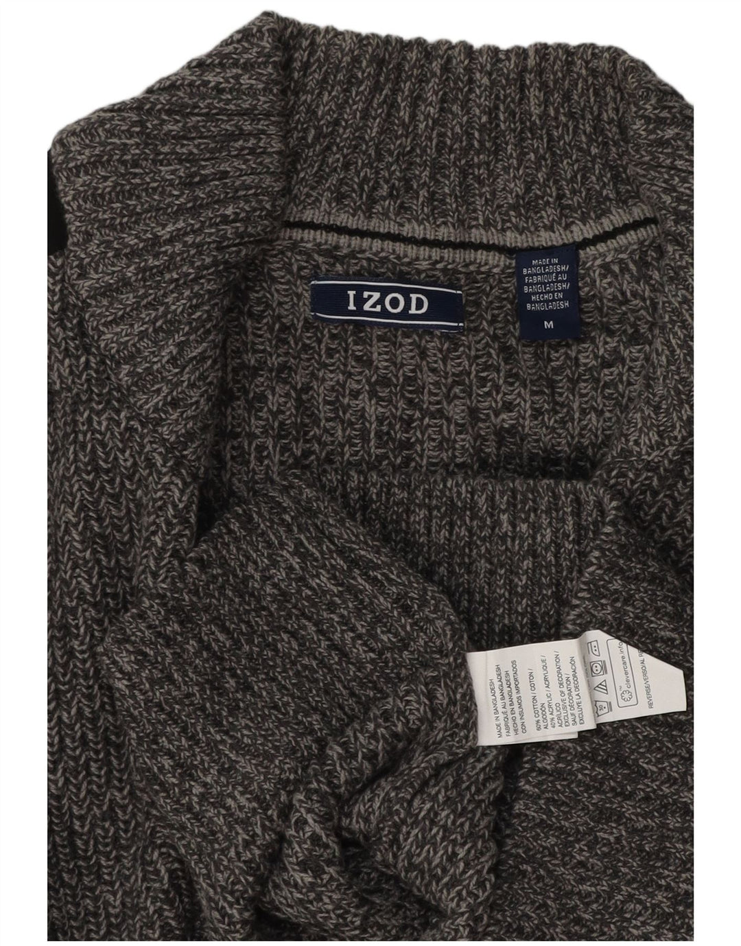 Pulover cardigan IZOD pentru bărbați, bumbac color bloc, gri mediu
