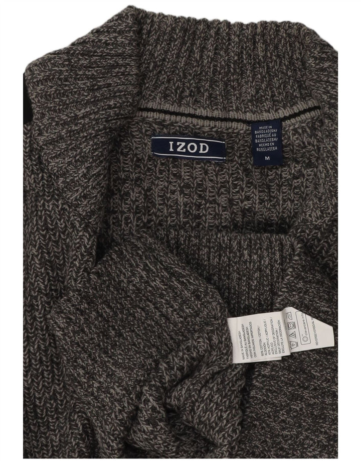 Pulover cardigan IZOD pentru bărbați, bumbac color bloc, gri mediu