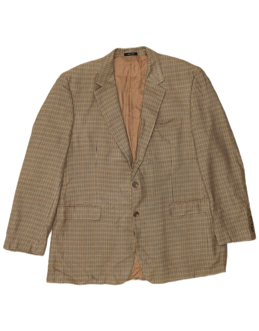 Jachetă Blazer pentru bărbați Chaps, cu 2 nasturi, UK 46 3XL Mătase verde Houndstooth