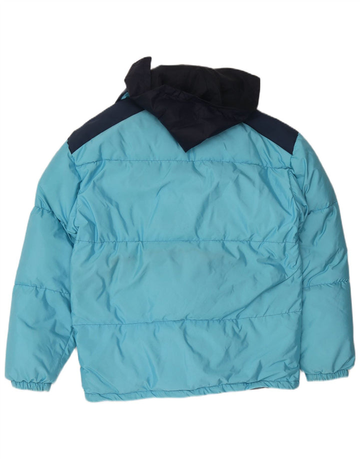Jachetă căptușită cu glugă vintage pentru bărbați IT 48 Medium Blue Colorblock Poliamidă