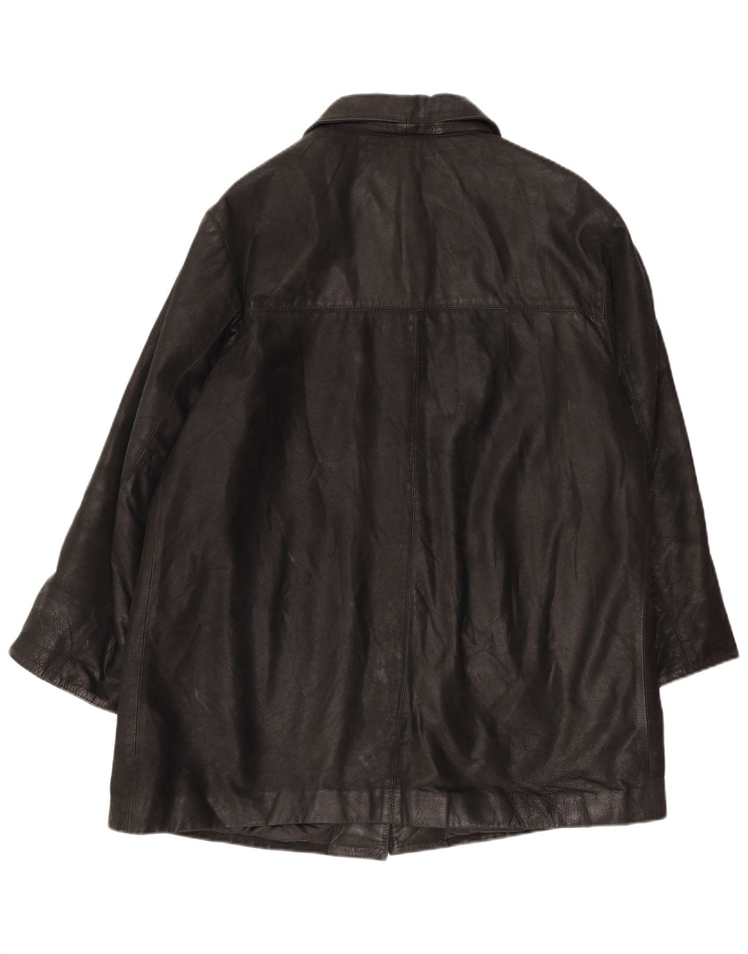 Palton supradimensionat din piele vintage pentru femei IT 46 mare negru