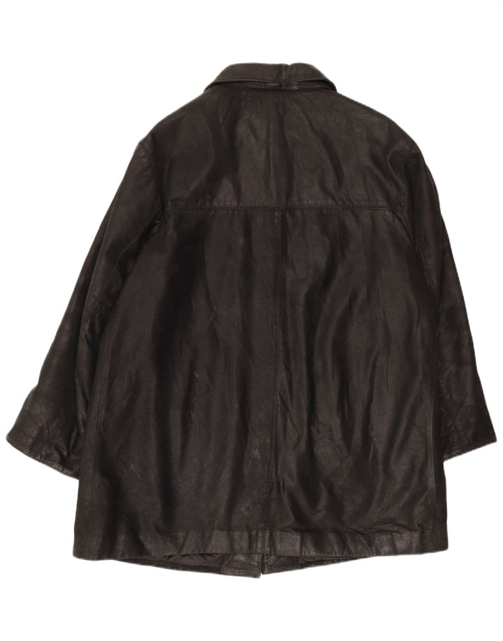 Palton supradimensionat din piele vintage pentru femei IT 46 mare negru