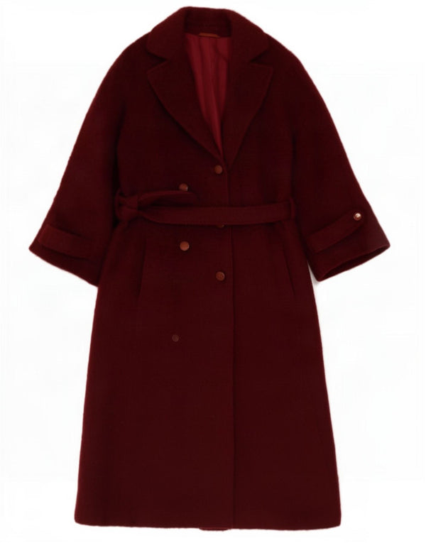Palton vintage pentru femei la dublu piept UK 12 Burgundy mediu
