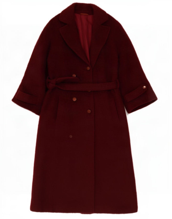 Palton vintage pentru femei la dublu piept UK 12 Burgundy mediu