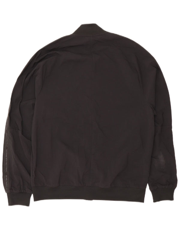 Adidas Mens Graphic Bomber Jacket UK 38 Medium Black Nylon