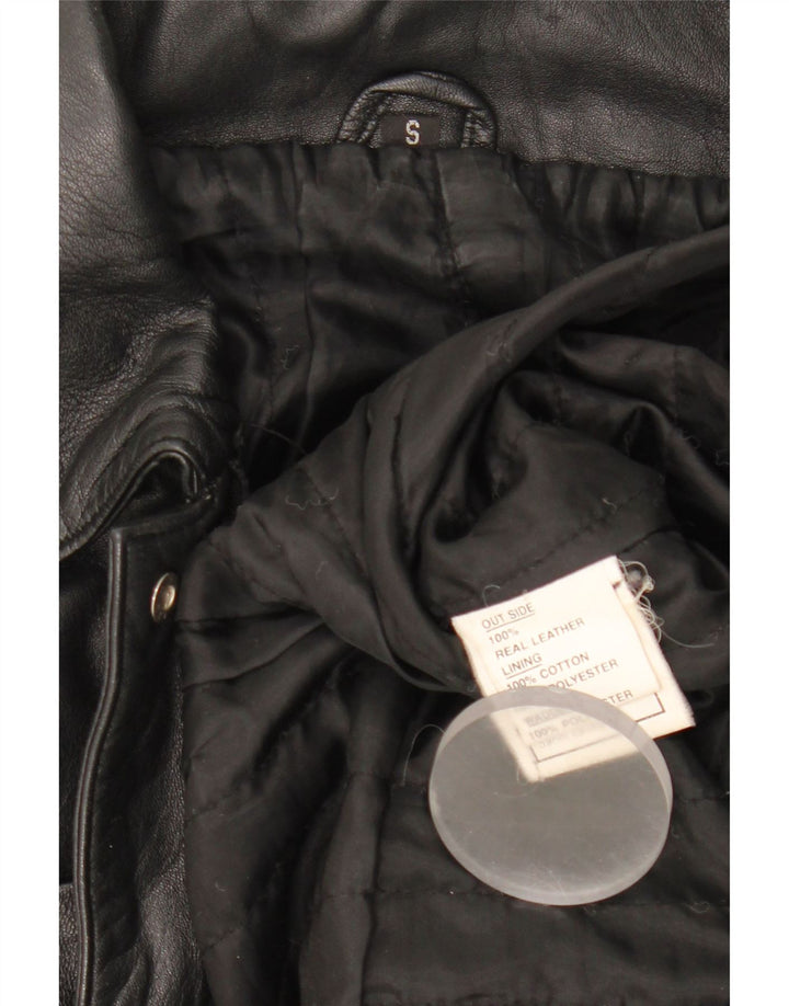 Jachetă de piele vintage pentru femei UK 10 Small Black