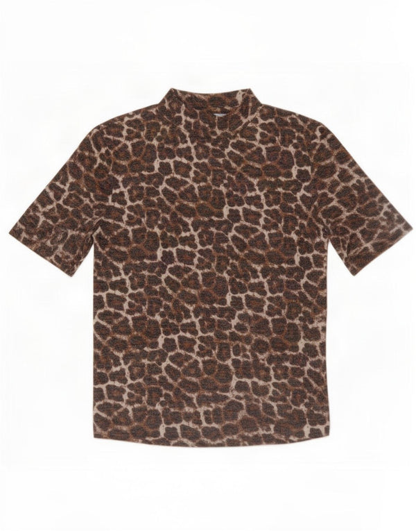 Tricou Trafaluc pentru femei Zara UK 10 Small Brown Animal Print