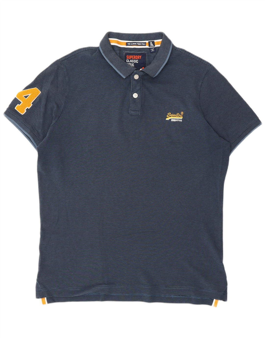 SUPERDRY Tricou polo clasic pentru bărbați, 3XL, bleumarin, cu dungi