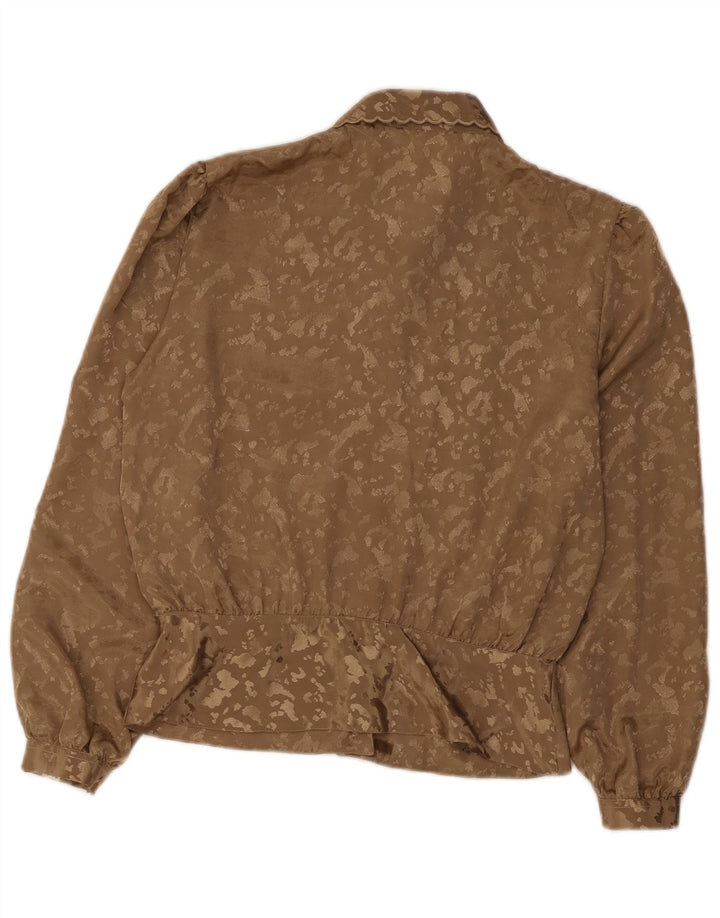 Bluză de cămașă vintage pentru femei cu model abstract IT 44 maro mediu Tie Dye