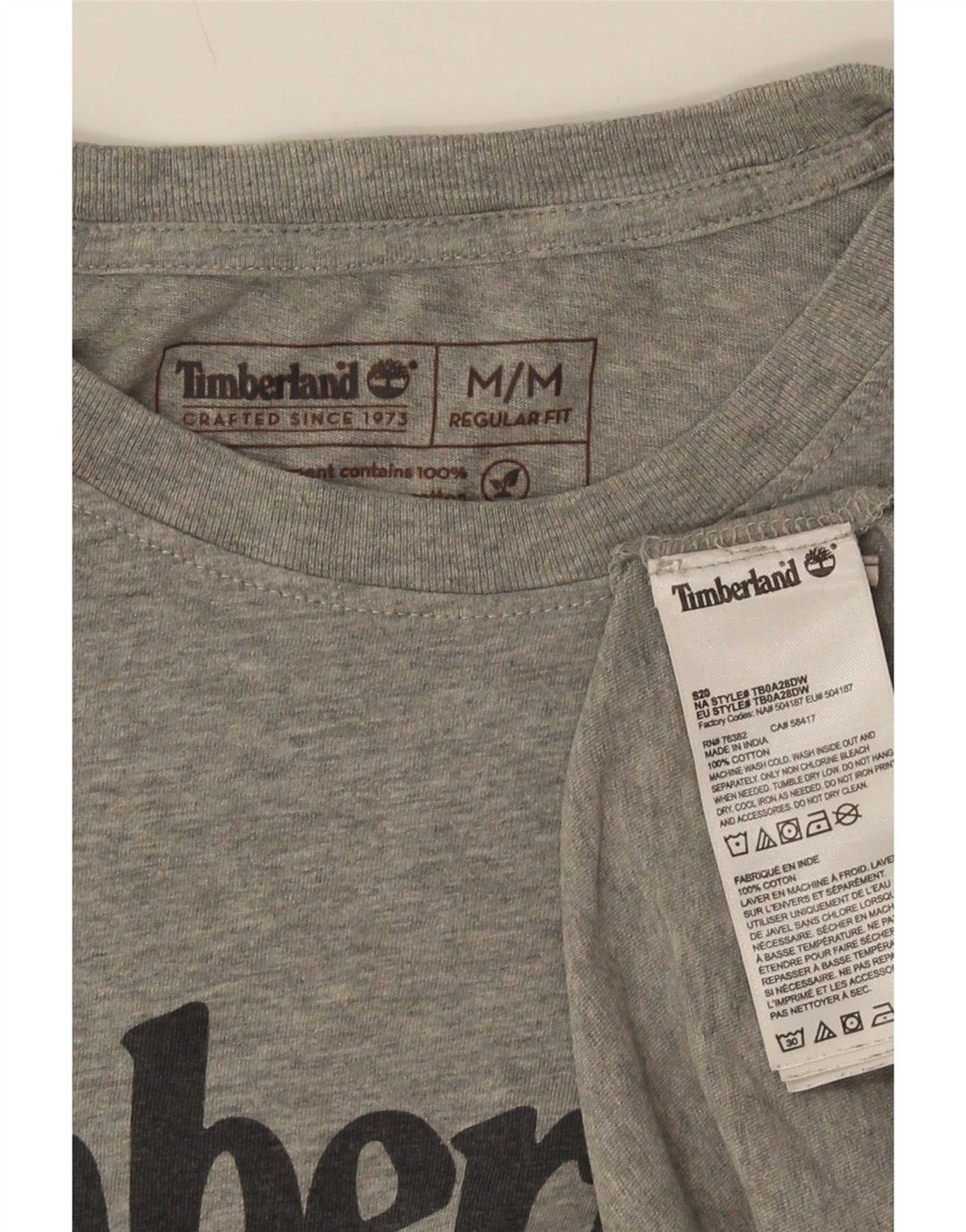 Tricou grafic Timberland pentru bărbați, cu croială obișnuită, din bumbac, gri mediu