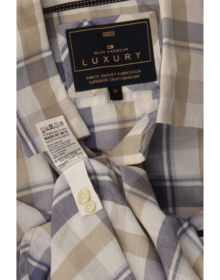 Cămașă pentru bărbați Marks & Spencer, Blue Harbour, din bumbac cu carouri, multicoloră, medie