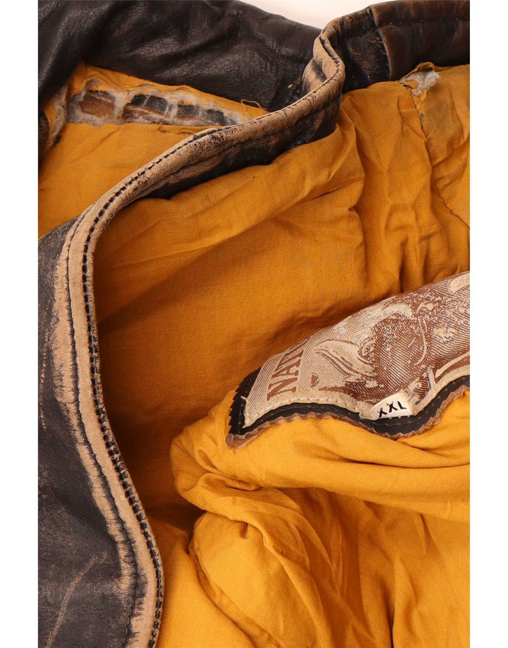 Jachetă de piele vintage pentru bărbați UK 44 2XL maro