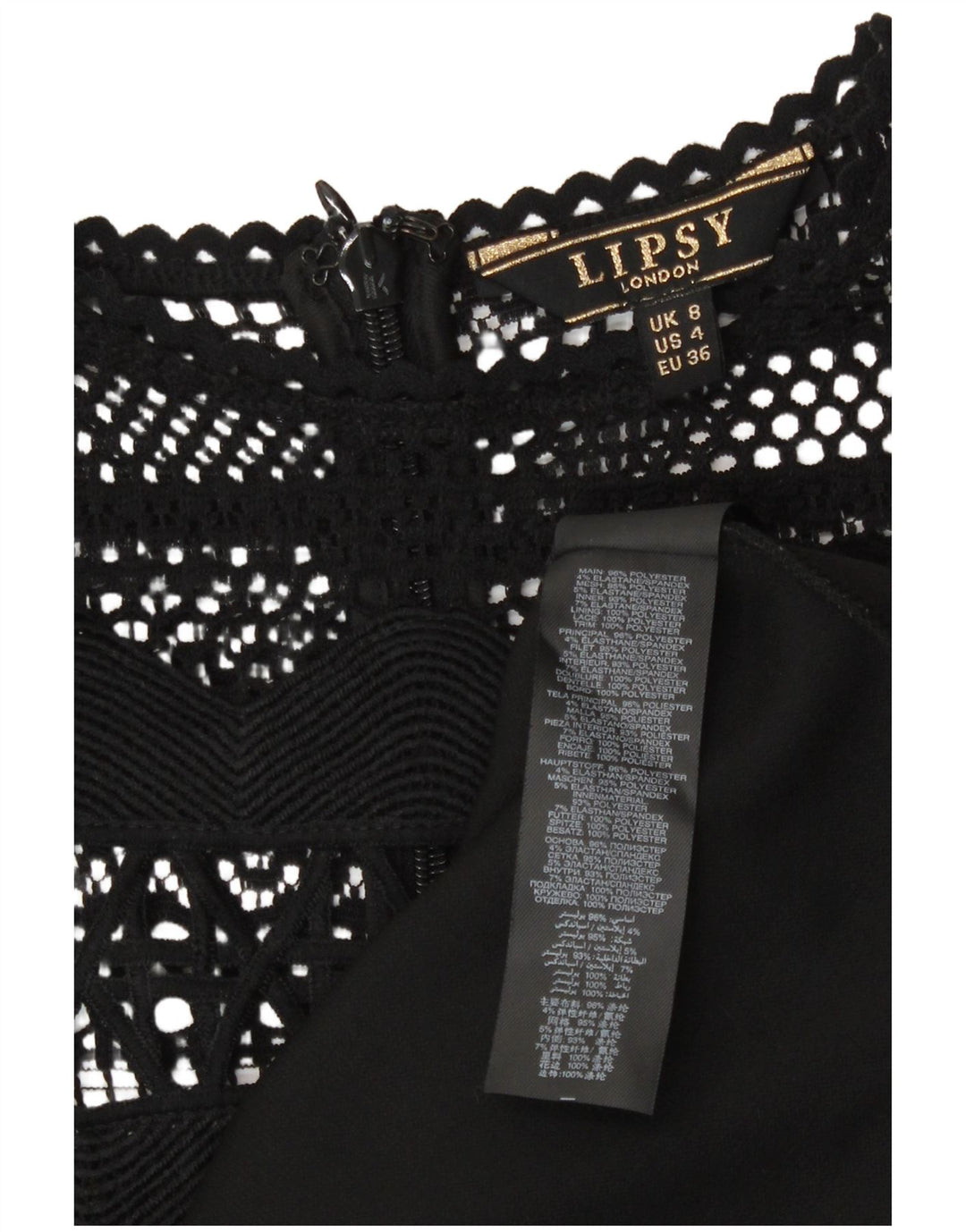 Rochie Lipsy pentru femei fără mâneci, UK 8, poliester negru mic