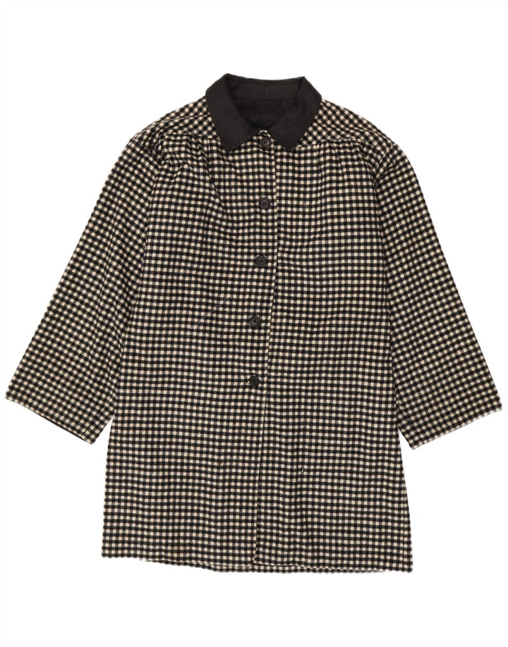 Pardesiu vintage pentru femei UK 18 XL negru vichy