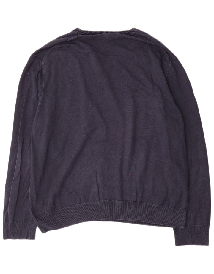 Pulover cu decolteu în V pentru bărbați Marks & Spencer, bumbac bleumarin 2XL