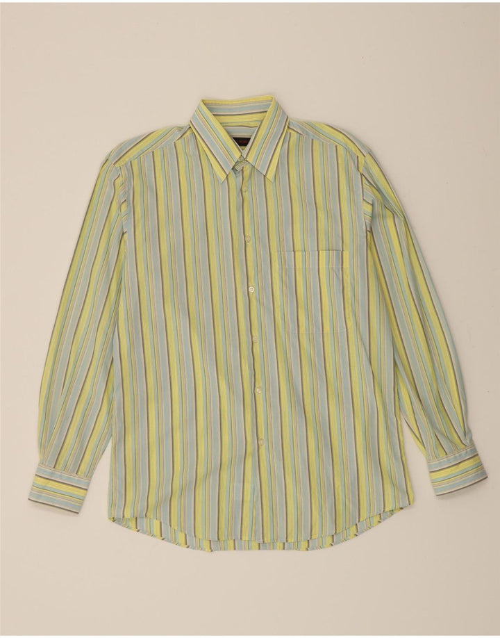 BORGO ANTICO Mens Shirt Size 15 3/4 40 Medium Green Striped Vintage Borgo Antico and Second-Hand Borgo Antico from Messina Hembry 