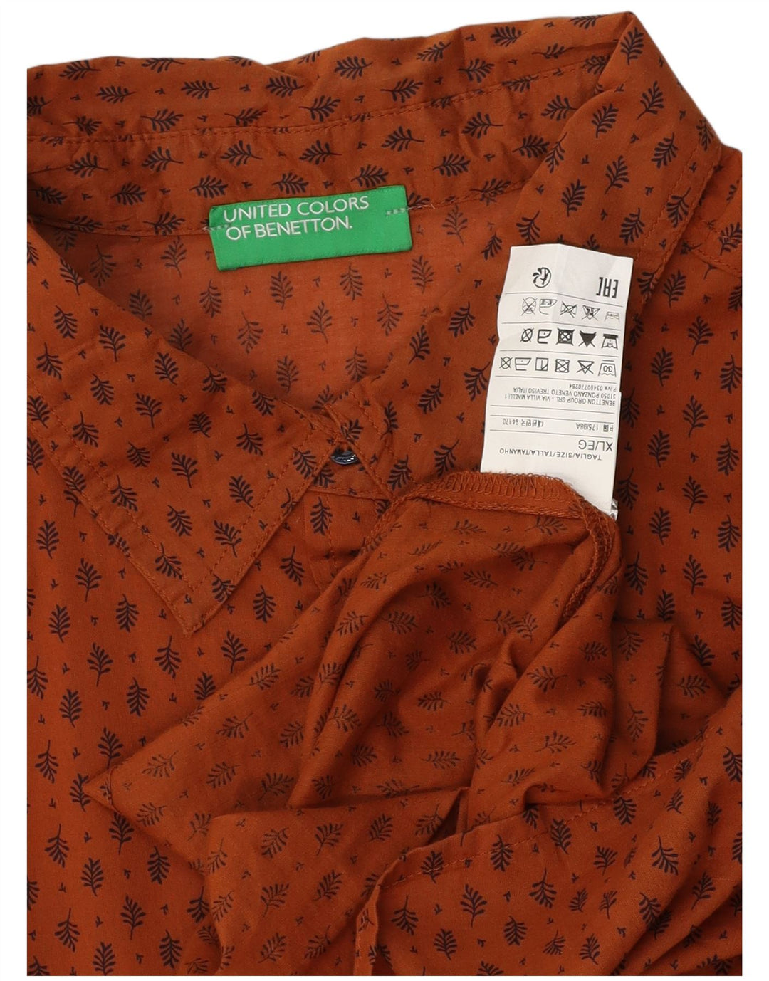 Cămașă BENETTON pentru femei UK 18 XL maro bumbac floral