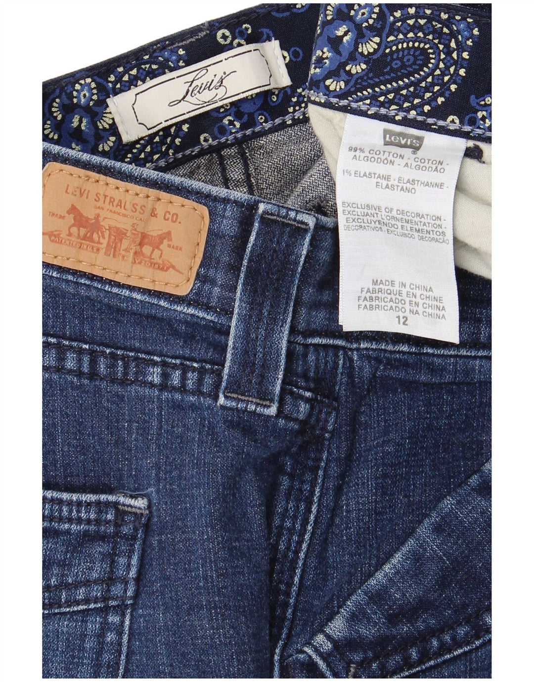 Jeans Capri pentru femei LEVI'S US 12 Large W32 L20 Bumbac bleumarin