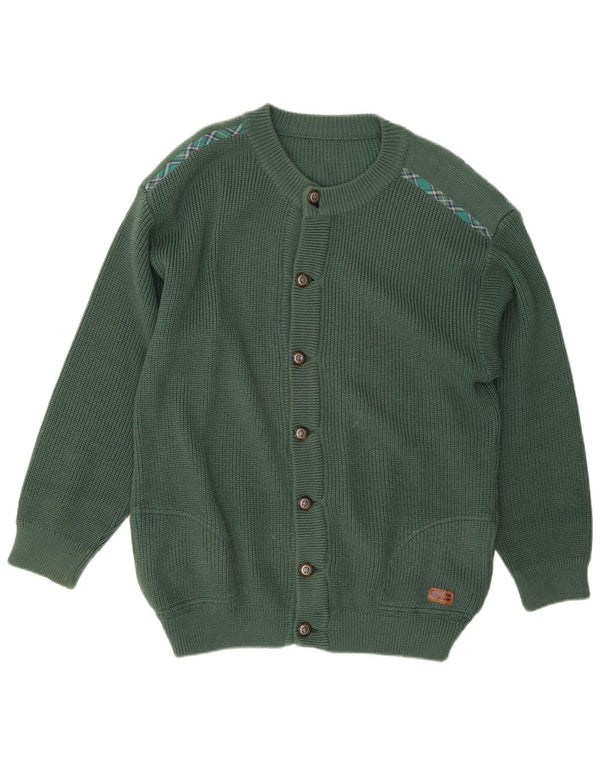 Pulover cardigan vintage pentru bărbați, cu tăiere largă, IT 50, lână virgină verde medie